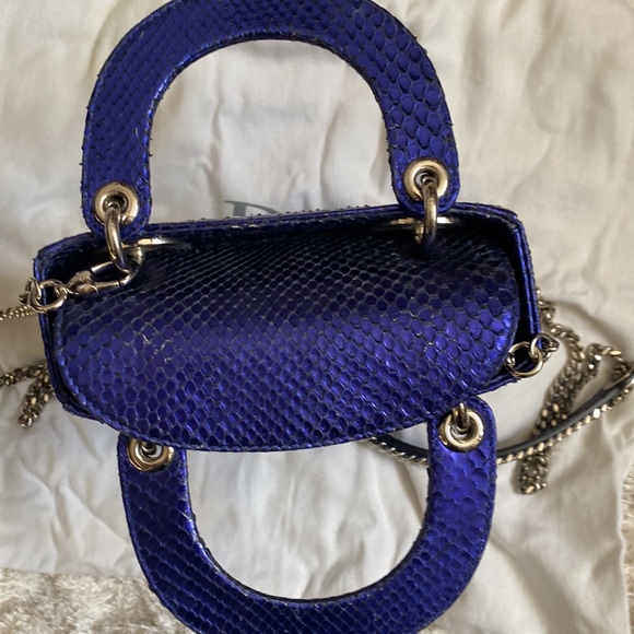 🐍 Lady Dior mini blue/purple exotic python bag - Picture 4 of 15